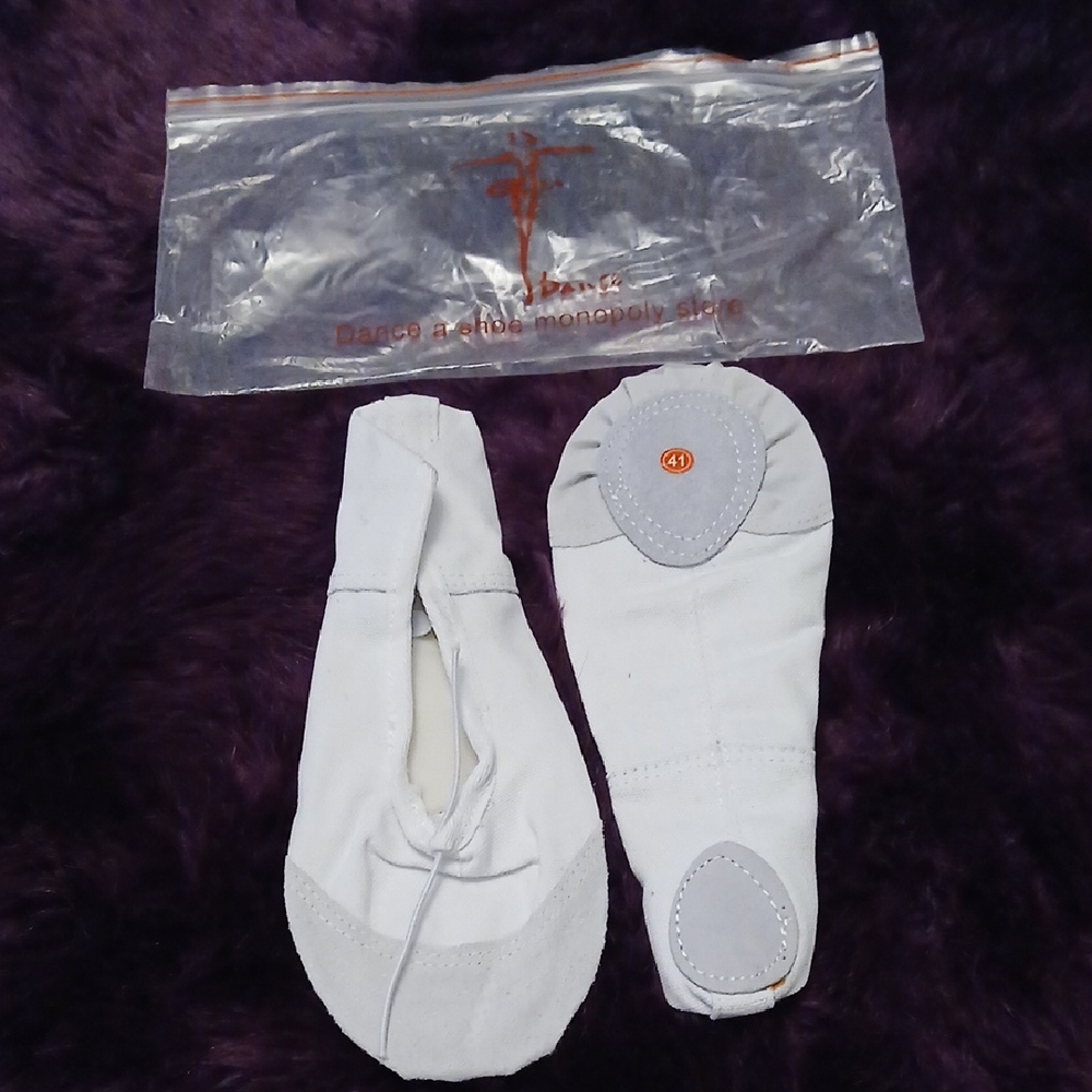 Women's White Split-Sole Canvas Ballet Slippers